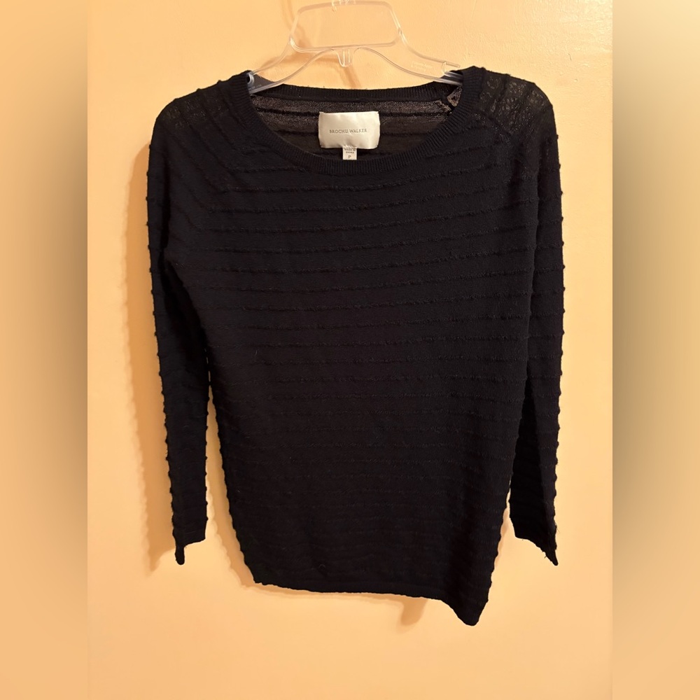 Brochu Walker wool mohair blend textured striped black sweater